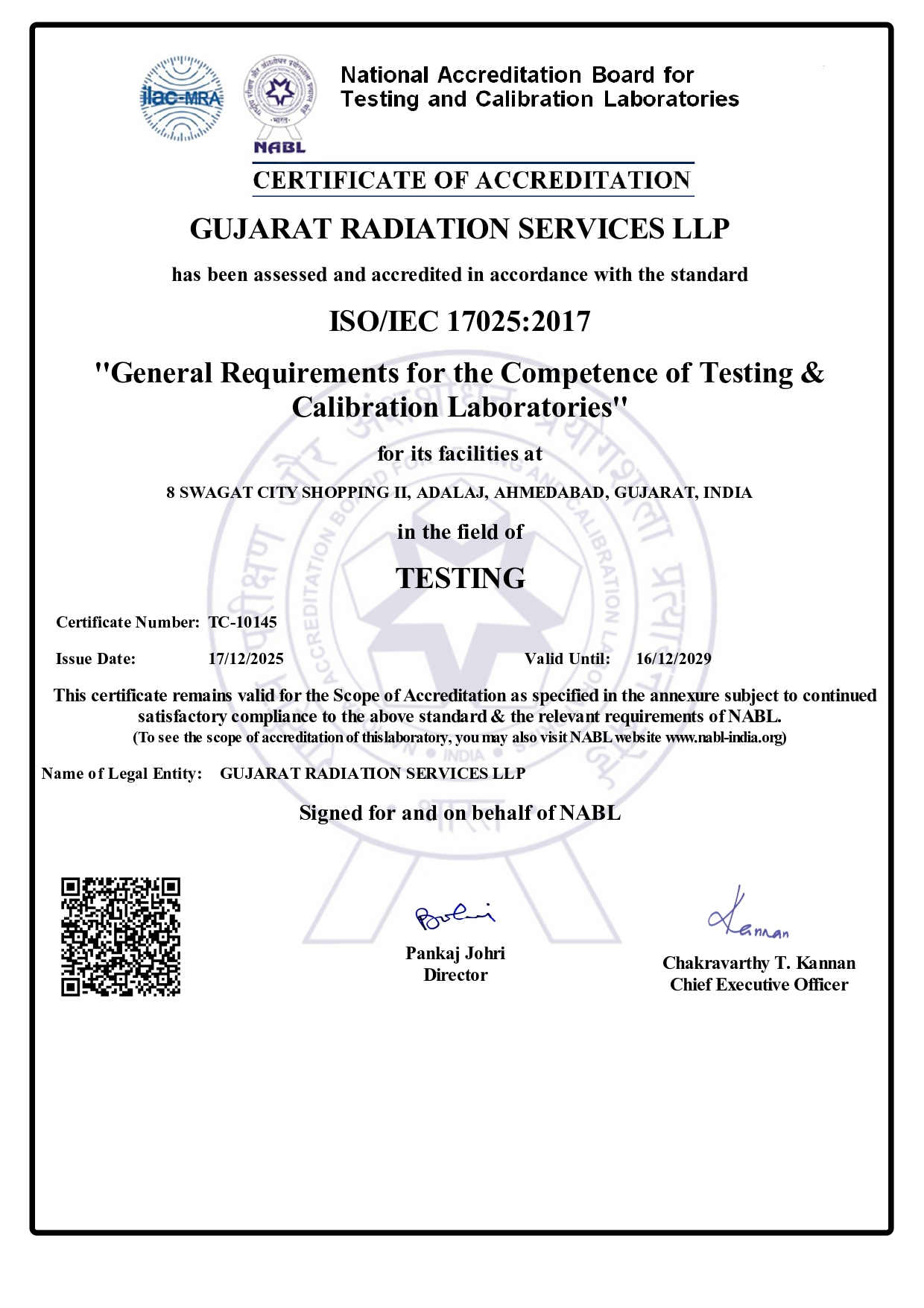 GRS NABL CERTIFICATE 2025-2029